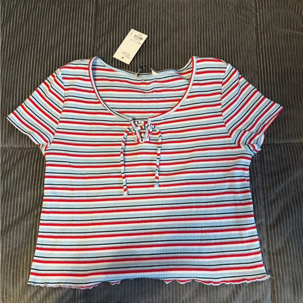 SO cropped patriotic striped shirt